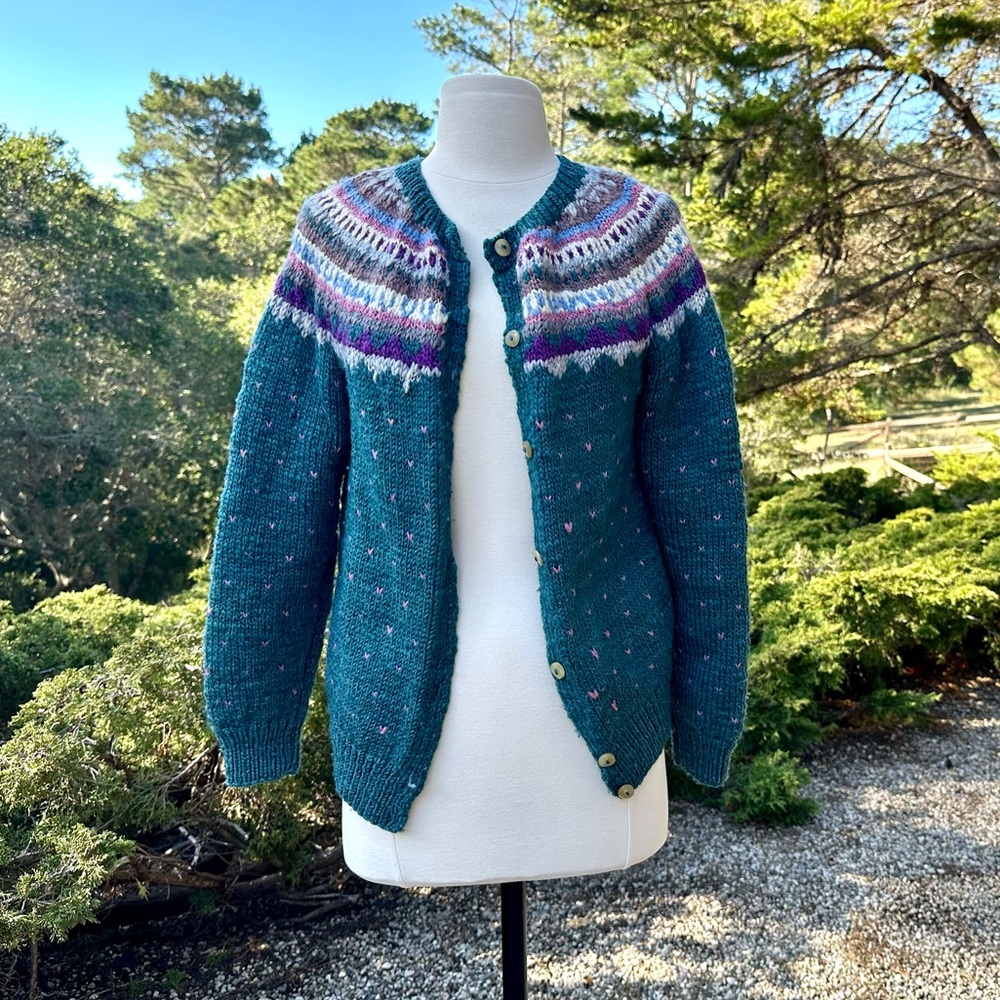 Vintage Handmade Fairisle Cardigan - Fits XS, S, M
